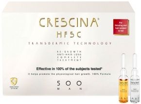 Crescina 500 HFSC Transdermic Комплекс от выпадения волос, лосьон для роста волос + лосьон против выпадения волос, для мужчин, 3.5 мл, 20 шт.