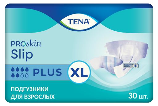 Подгузники для взрослых Tena Slip Plus Дышащие, XL, 120-160 см, Plus (6 капель), 30 шт.