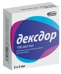 Дексдор, 100 мкг/мл, концентрат для приготовления раствора для инфузий, 2 мл, 5 шт.