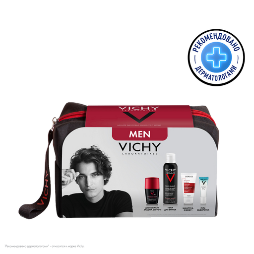 Vichy Homme Набор для мужчин, Пена для бритья 200мл+Дезодорант 50мл+Шампунь 50мл+Гель-сыворотка 10мл, 1 шт.