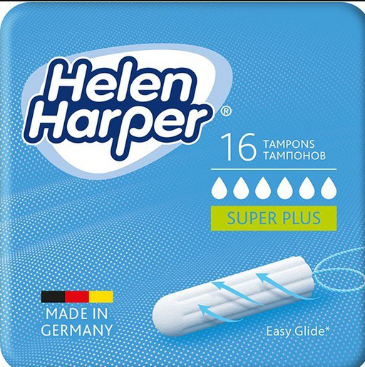 Helen harper super plus тампоны женские гигиенические, 6 капель, тампоны женские гигиенические, без аппликатора, 16 шт.