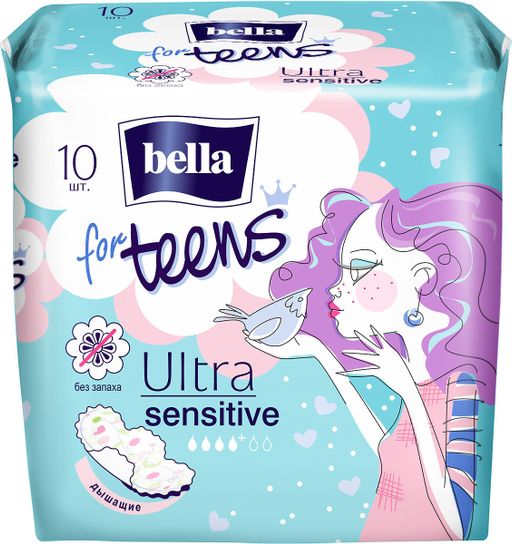 Bella прокладки Ultra Sensetive for teens, прокладки гигиенические, 4 капли, 10 шт.
