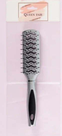 Queen fair расческа массажная для волос вентилируемая, 5х23см, арт. 1208355, цвет серебристый черный, 1 шт.