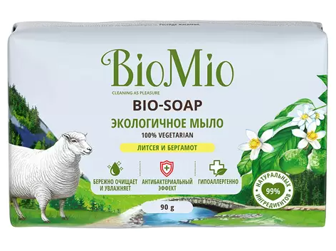 Biomio Мыло туалетное экологичное, Литсея и бергамот, 90 г, 1 шт.