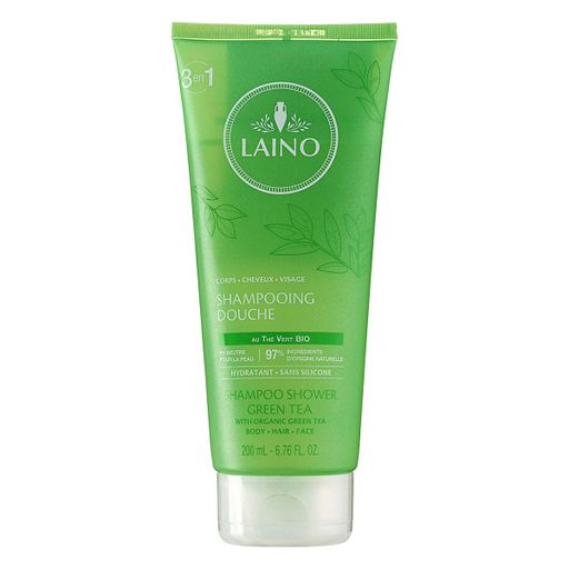 Laino Шампунь для волос лица и тела, шампунь-гель 3 в 1, зеленый чай, 200 мл, 1 шт.