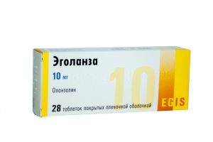 Эголанза, 10 мг, таблетки, покрытые пленочной оболочкой, 28 шт.