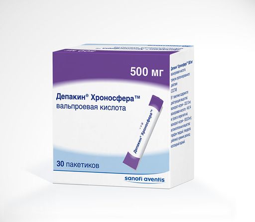 Депакин Хроносфера, 500 мг, гранулы пролонгированного действия, 30 шт.