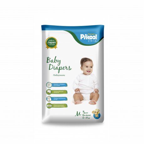 Pikool Premium Подгузники детские, M, 6-11 кг, 3 шт.