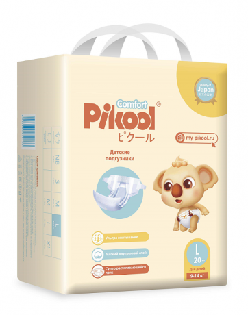 Pikool Comfort Подгузники детские, L, 9-14 кг, 20 шт.