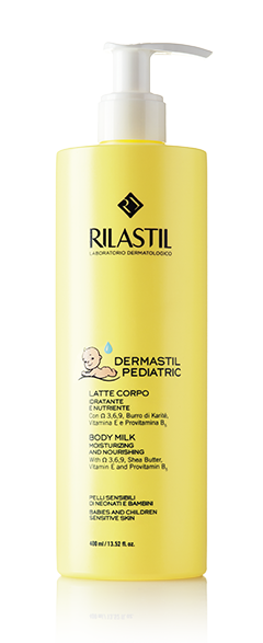 Rilastil Dermastil Pediatric Молочко для тела увлажняющее и питательное, молочко, для чувствительной кожи младенцев и детей, 400 мл, 1 шт.