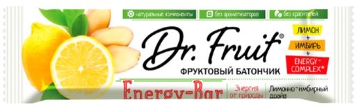 Dr. Fruit Energy Bar Батончик фруктовый, батончик, лимонно-имбирный, 1 шт.