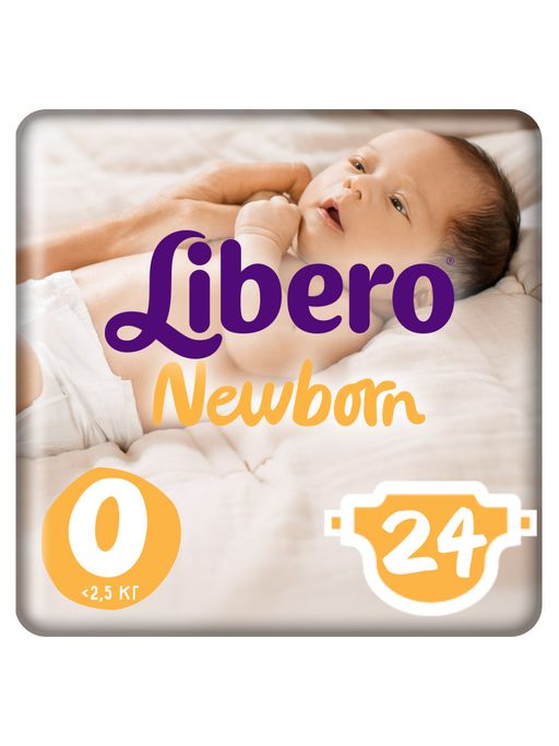 Libero Newborn 0 Подгузники для новорожденных, до 2,5кг, 24 шт.