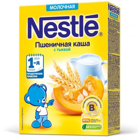 Nestle Каша молочная пшеничная с тыквой, каша детская молочная, 220 г, 1 шт.