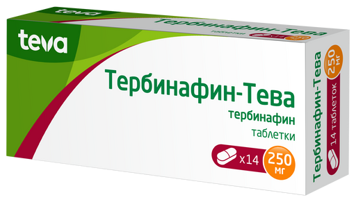 Тербинафин-Тева, 250 мг, таблетки, 14 шт.