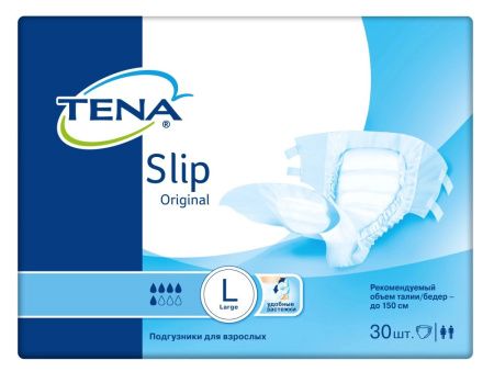 Подгузники для взрослых Tena Slip Original, Large L (3), 5 капель, 30 шт.