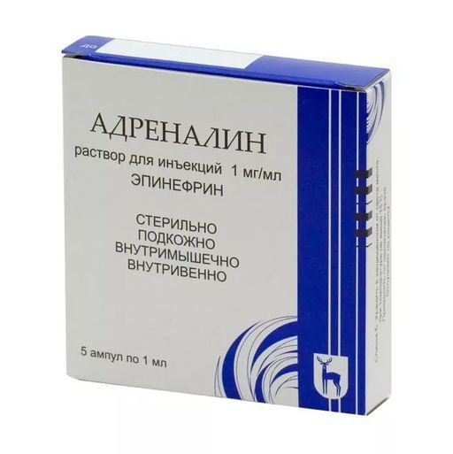 Адреналин-СОЛОфарм, 1 мг/мл, раствор для инъекций, 1 мл, 5 шт.  в .