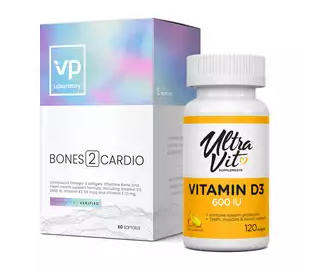 Vplab Ultra Vit Витамин D3 + Bones 2 Cardio, капсулы, 180 шт.