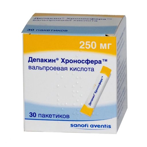 Депакин Хроносфера, 250 мг, гранулы пролонгированного действия, 30 шт.
