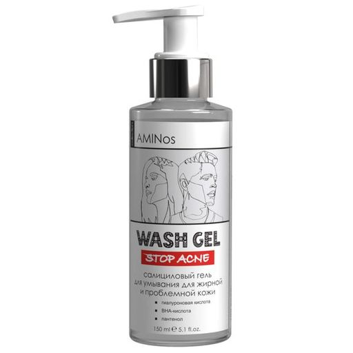 AMINos GCOne Stop acne Гель для умывания Мягкий, гель для жирной и проблемной кожи, с салициловой кислотой, 150 мл, 1 шт.