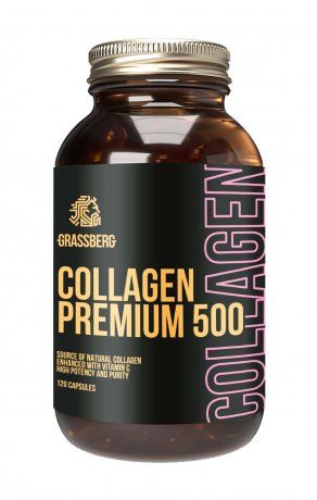 Grassberg Коллаген Премиум, 500 мг, капсулы, с витамином С, 120 шт.