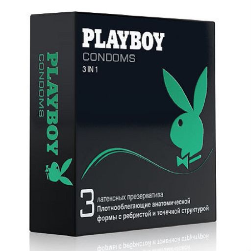 Playboy Презервативы 3в1, с ребристой и точечной поверхностью, 3 шт.