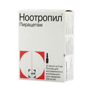 Ноотропил, 200 мг/мл, раствор для внутривенного и внутримышечного введения, 5 мл, 12 шт.