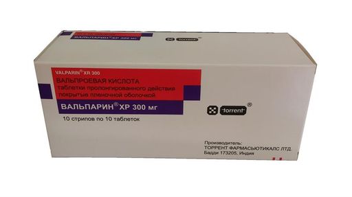 Вальпарин ХР, 300 мг, таблетки пролонгированного действия, покрытые пленочной оболочкой, 100 шт.