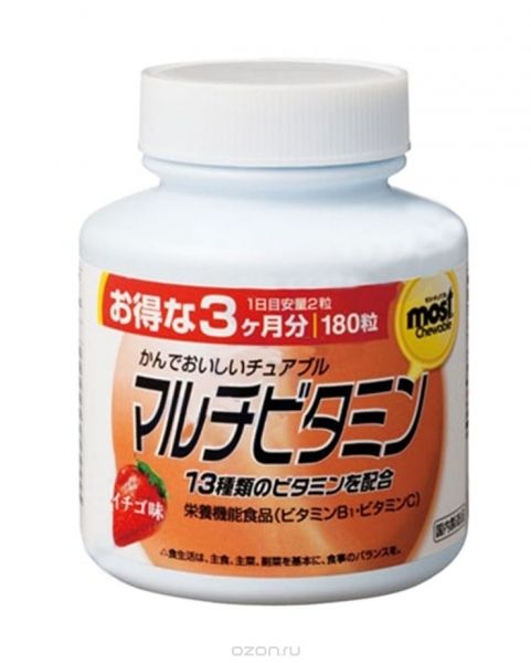Orihiro витамины и минералы, таблетки жевательные, клубника, 180 шт.