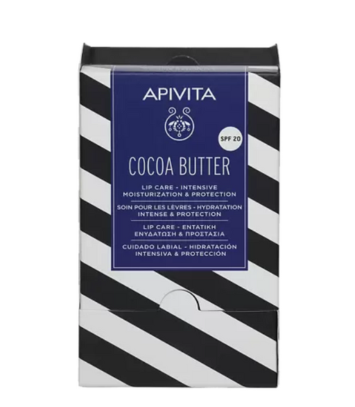 Apivita Уход для губ увлажняющий SPF20, бальзам для губ, Масло какао, 4, 4 г, 1 шт.