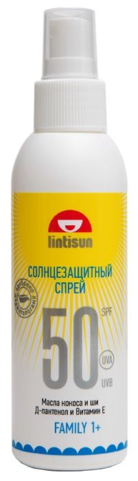 Lintisun Молочко солнцезащитное детское спрей SPF50, молочко для тела, 150 мл, 1 шт.