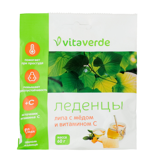 Vita Verde Леденцы витамин C липа и мед, леденцы, 60 г, 1 шт.