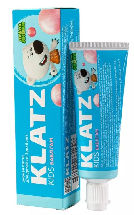 Klatz Kids Зубная паста для детей, паста зубная, Мимимишки Бабл Гам, 40 мл, 1 шт.