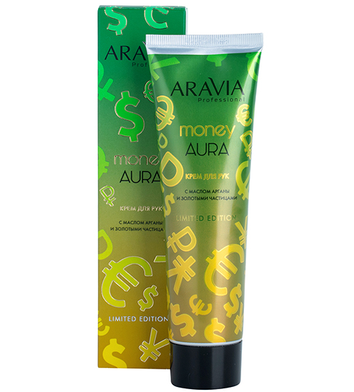 Aravia Professional Money Aura Крем для рук, крем для рук, с маслом арганы и золотыми частицами, 100 мл, 1 шт.