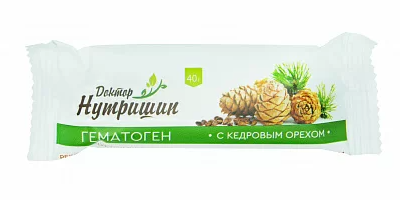 Доктор Нутришин Гематоген кедровый орех, 40 г, 1 шт.