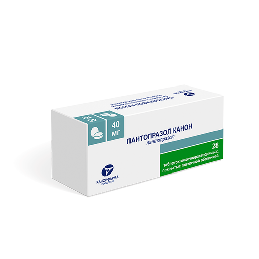 Пантопразол Канон, 40 мг, таблетки, покрытые кишечнорастворимой оболочкой, 28 шт.