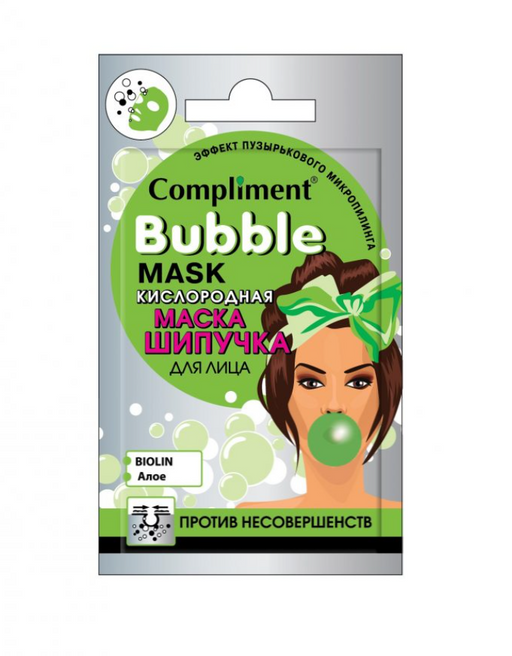 Compliment Bubble mask Кислородная маска-шипучка для лица, маска для лица, против несовершенств кожи, 7 мл, 1 шт.