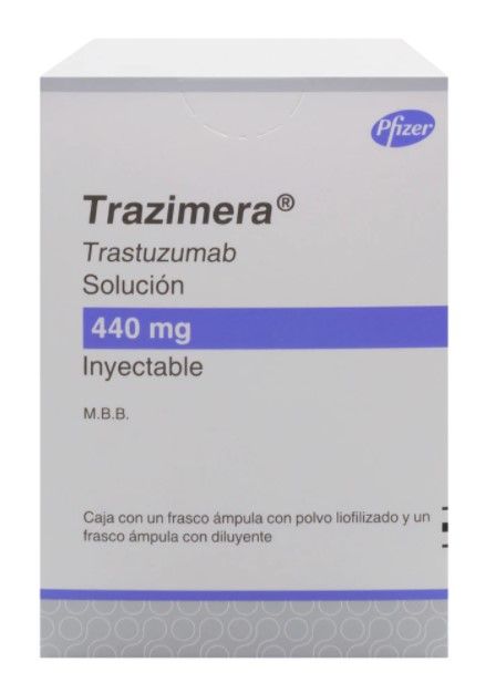 Тразимера, 440 мг, лиофилизат для приготовления концентрата для приготовления раствора для инфузий, в комплекте с растворителем, 1 шт.