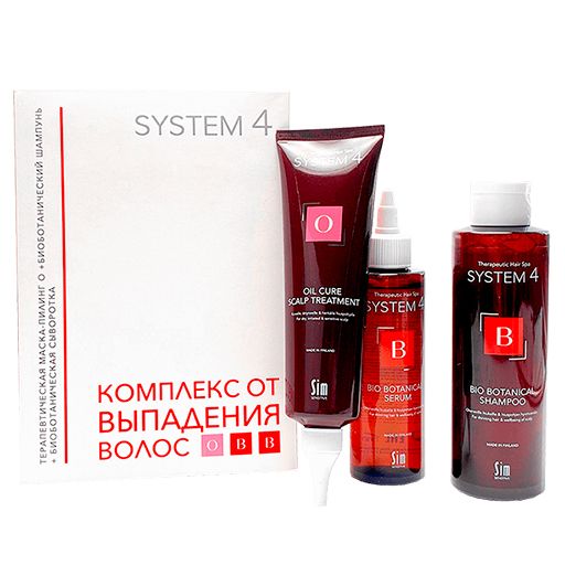 System 4 Лечебный комплекс от выпадения волос, шампунь+маска+сыворотка, набор, стандарт, 3 шт.
