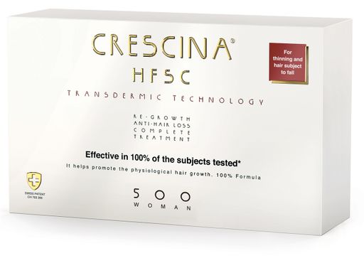 Crescina 500 HFSC Transdermic Лосьон для роста волос, лосьон для стимуляции роста волос, для женщин, 3.5 мл, 20 шт.
