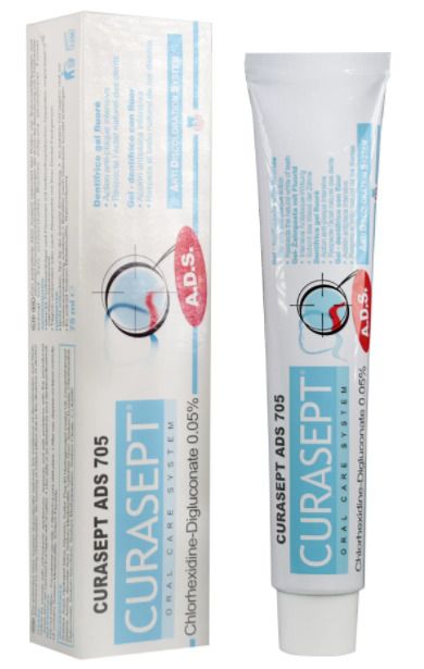 Curasept ADS 705 Зубная паста, 0,05% хлоргексидина, паста зубная, гелеобразный (-ая; -ое; -ые), 75 мл, 1 шт.
