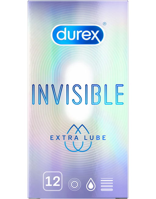 Презервативы Durex Invisible Extra Lube, презерватив, гладкие, 12 шт.