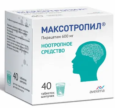 Максотропил, 600 мг, таблетки шипучие, 40 шт.