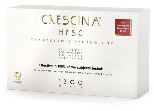 Crescina 1300 HFSC Transdermic Комплекс от выпадения волос, лосьон для роста волос + лосьон против выпадения волос, для мужчин, 3.5 мл, 20 шт.
