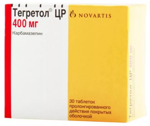 Тегретол ЦР, 400 мг, таблетки пролонгированного действия, покрытые оболочкой, 30 шт.