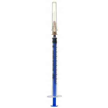 Шприц инсулиновый трехкомпонентный, 1 мл, 26G (0.45х12мм), синий поршень, 1 шт.