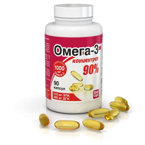 Омега-3 Концентрат 90% RealCaps, 1000 мг, 1500 мг, капсулы, 90 шт.