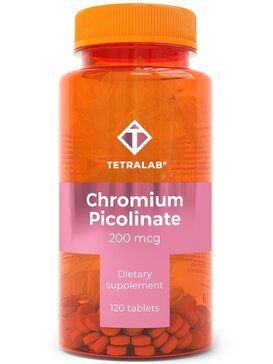 Tetralab Пиколинат хрома, 200 мкг, таблетки, покрытые оболочкой, 120 шт.