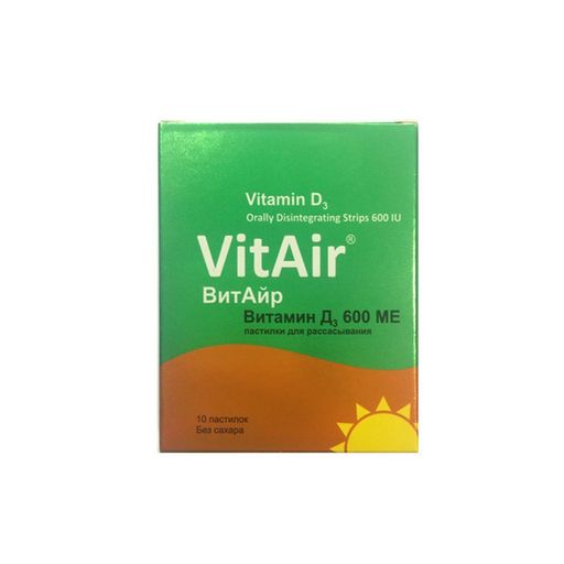 VitAir Витамин Д3, 600 МЕ, пастилки для рассасывания, 10 шт.