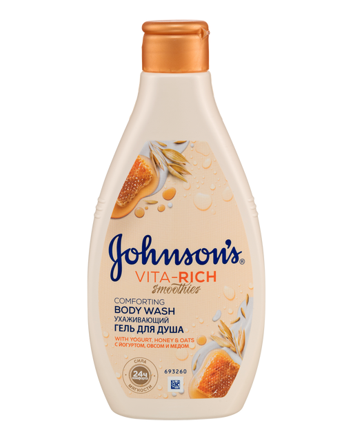 Johnson's Vita-Rich Смузи Гель для душа Ухаживающий, гель для душа, с йогуртом, овсом и медом, 250 мл, 1 шт.