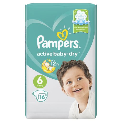 Pampers Active baby-dry Подгузники детские, р. 6, 15+ кг, 16 шт.